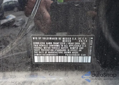 2017 Volkswagen Gti S/Se from USA, damaged, VIN 3VW447AU2HM006341